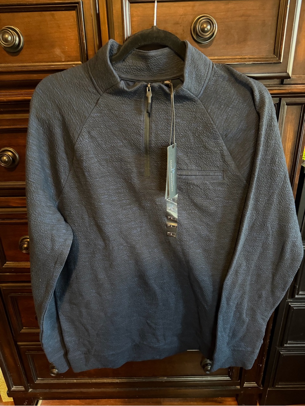 Marc Anthony Men's Navy Quarter-Zip Textured Pullover